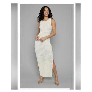 Rare London Soft Yellow Popcorn 3D Bubble Sleeveless Dress Size 6